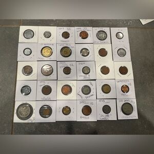 30 Foreign Coins Lot As Pictured From Estate Collection